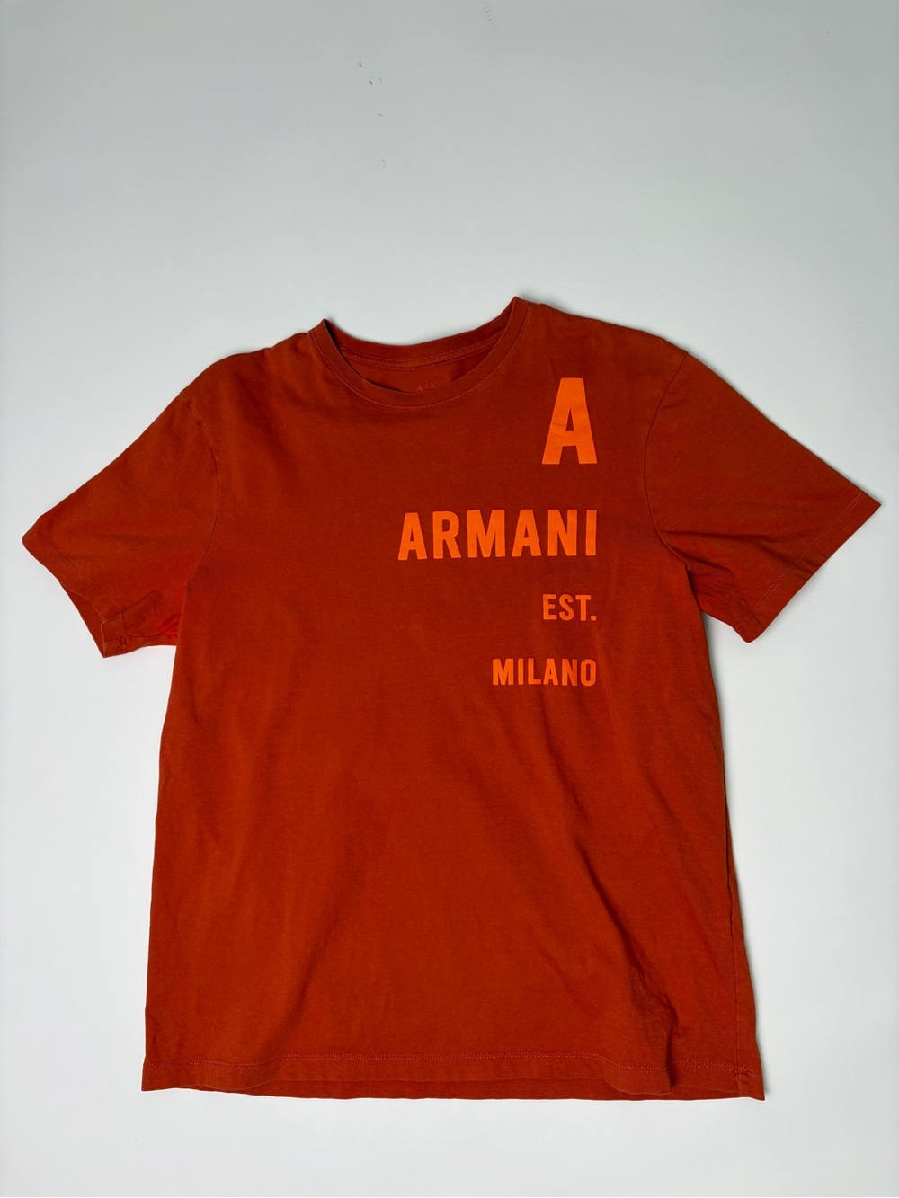 Giorgio Armani Men’s Rust Orange Milano Logo Short Sleeve Tee